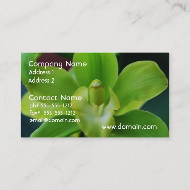 Brilliant Green Orchid Business Card (Front)