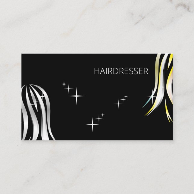 Brilliant Grey and Yellow Polite Hairstyle Business Card (Front)