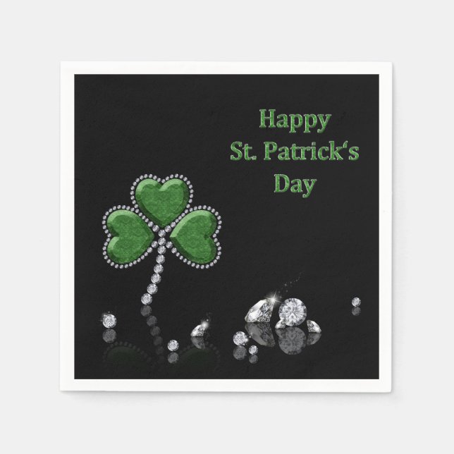 Brilliant Happy St. Patrick's Day Diamonds Napkin (Front)