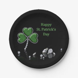 Brilliant Happy St. Patrick's Day Diamonds Paper Plate