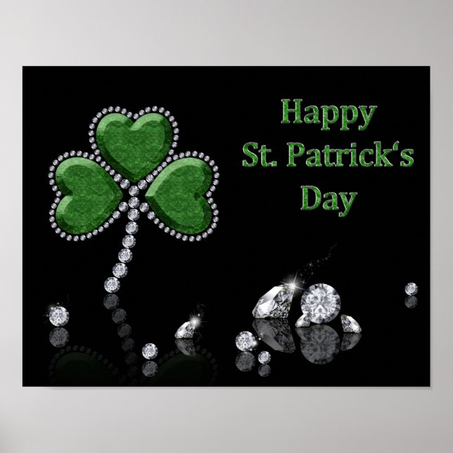 Brilliant Happy St. Patrick's Day Diamonds Poster (Front)