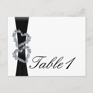 Brilliant Hearts: Black Ribbon and D Table Number Postcard