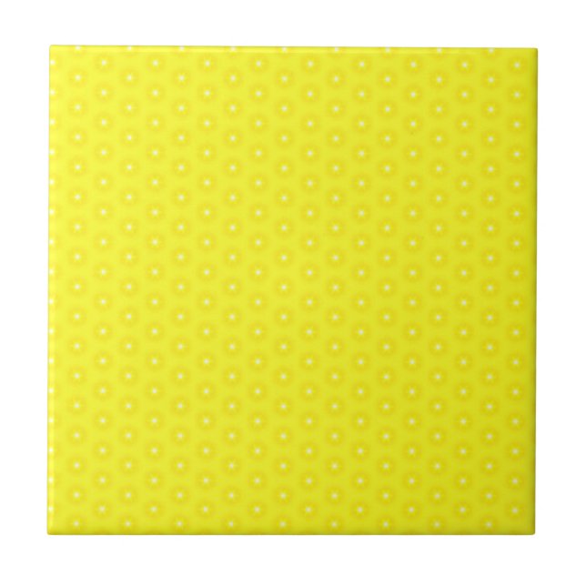 Brilliant Lemon Yellow Sunshine Stars Pattern Tile (Front)