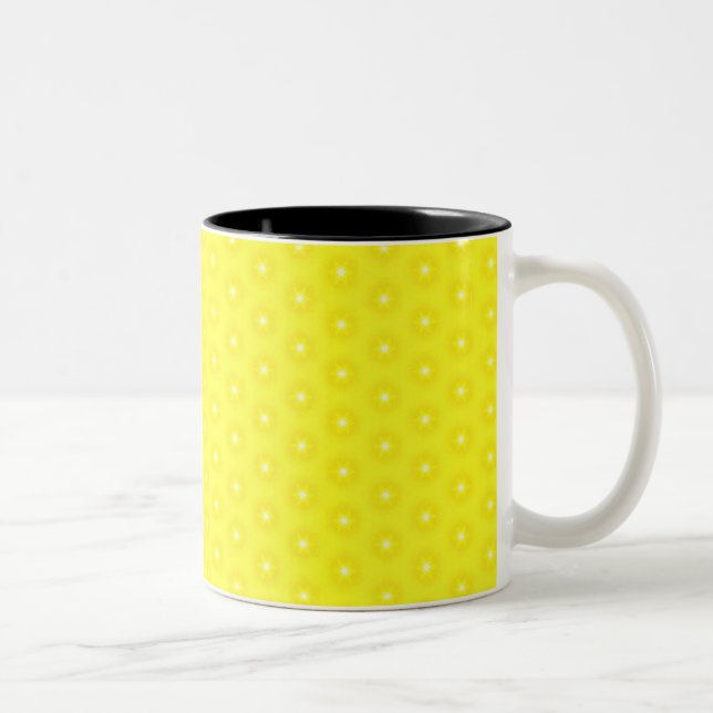 Brilliant Lemon Yellow Sunshine Stars Pattern Two-Tone Coffee Mug (Right)
