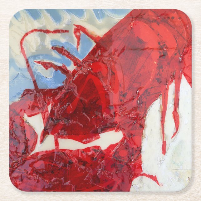 Brilliant Maine Lobster Square Paper Coaster (Front)