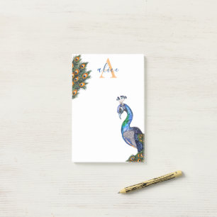 Brilliant Peacock Monogram Post-it Notes