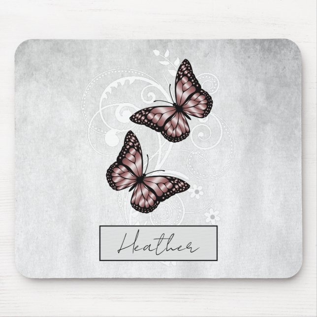 Brilliant Pink Butterflies Mouse Pad (Front)