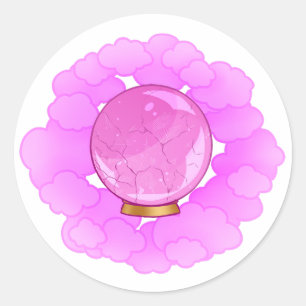 Brilliant Pink Cracked Crystal Ball Classic Round Sticker