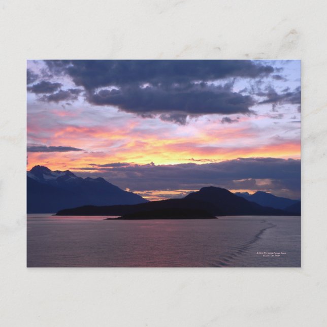 Brilliant Pink Inside Passage Sunset Postcard (Front)