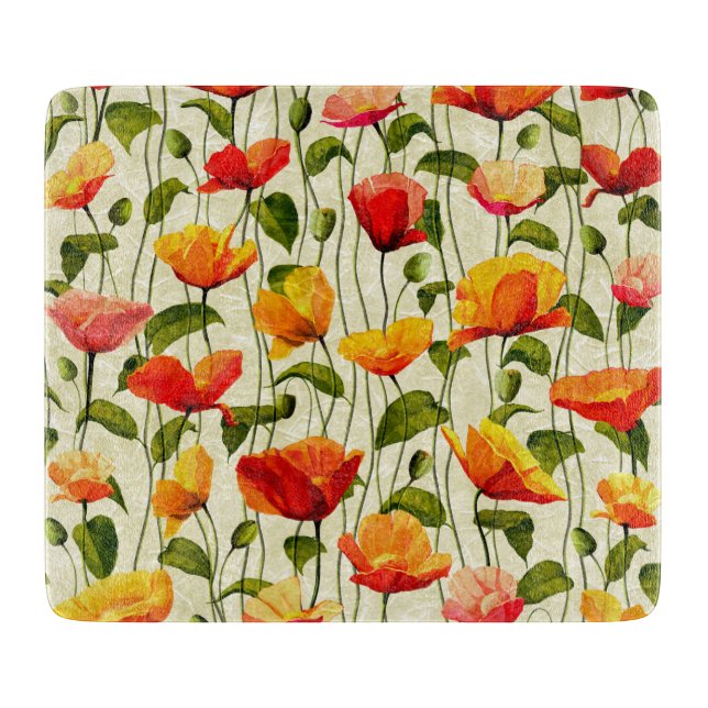 Brilliant Poppies Cutting Board (Front)