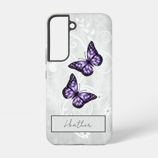Brilliant Purple Butterflies Samsung Galaxy S22 Case (Back)
