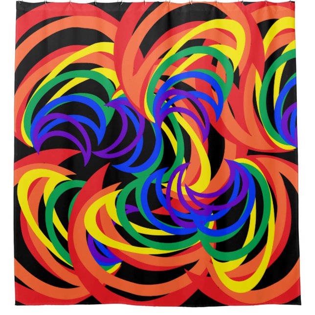 Brilliant Rainbow Crescent Abstract Shower Curtain (Front)