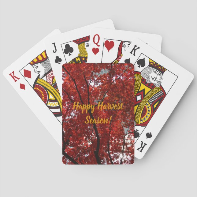 Brilliant Red Fall Foliage on Playing Cards (Back)