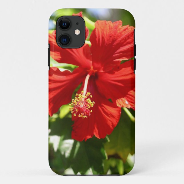 Brilliant Red Hawaiian Hibiscus Flower Case-Mate iPhone Case (Back)