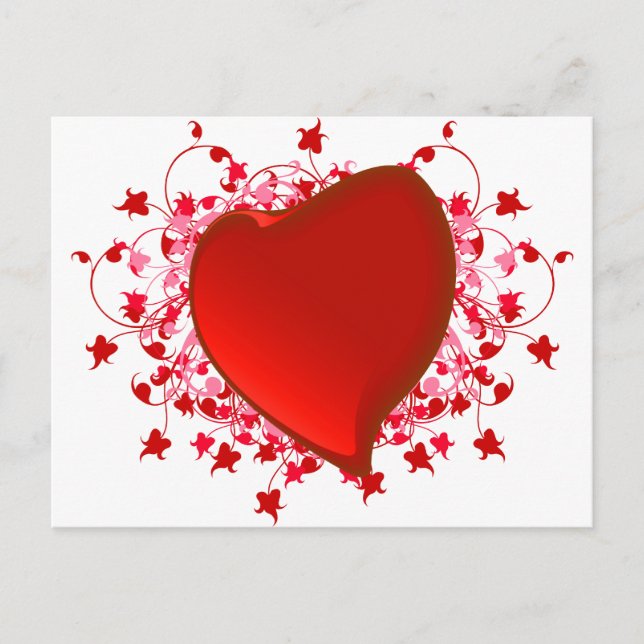 Brilliant Red Heart Postcard (Front)