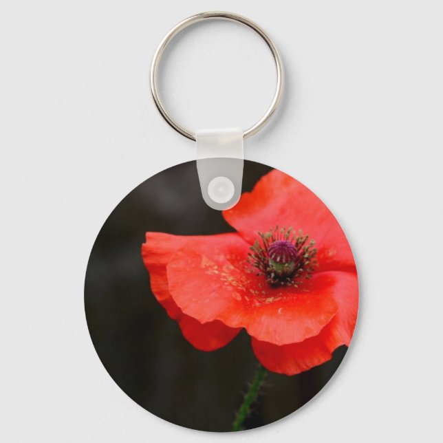 Brilliant Red Poppy Key Ring (Front)
