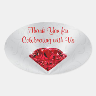 Brilliant Ruby 40th Anniversary Thank You Stickers