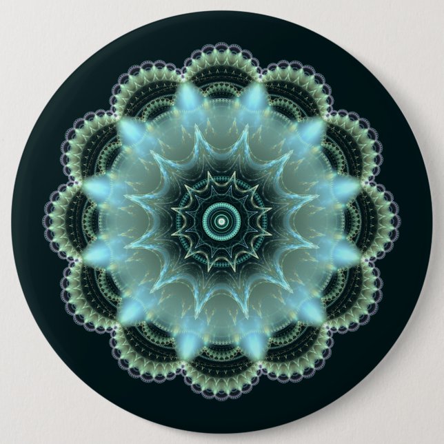 Brilliant star fractal mandala 6 cm round badge (Front)