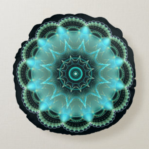 Brilliant star fractal mandala round cushion