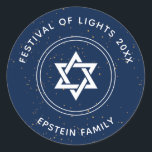 Brilliant Star Of David Classic Round Sticker<br><div class="desc">A modern star of David to celebrate the Festival of Lights. Easy to customise with your message. Part of Our Brilliant Hanukkah Collection.</div>