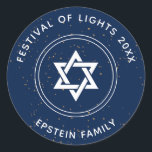 Brilliant Star Of David Classic Round Sticker<br><div class="desc">A modern star of David to celebrate the Festival of Lights. Easy to customise with your message. Part of Our Brilliant Hanukkah Collection.</div>