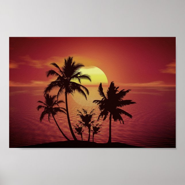 Brilliant Sunset Beach Ocean Poster (Front)