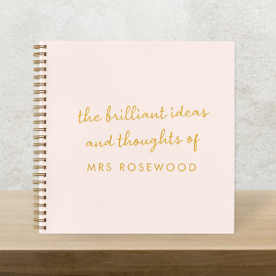 Brilliant Teacher Modern Blush Pink and Gold Notebook