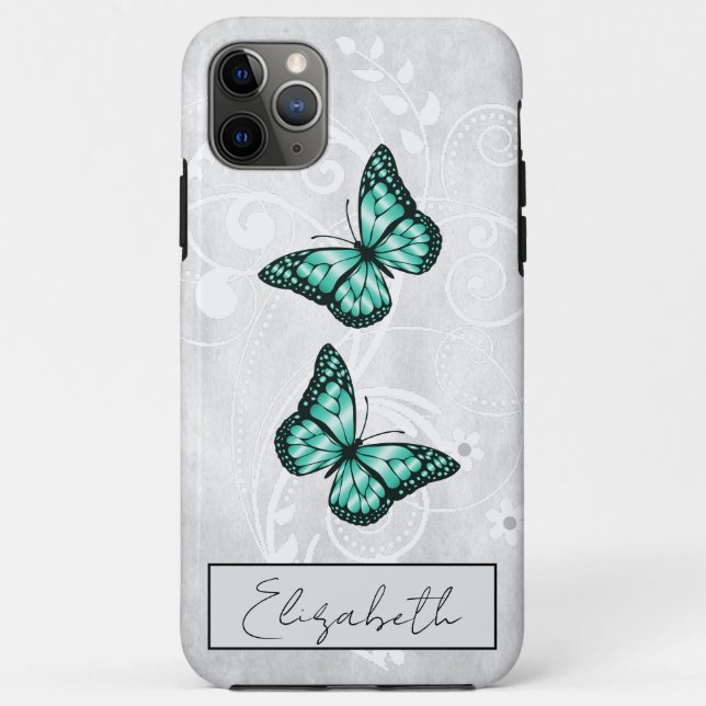 Brilliant Teal Butterflies Case-Mate iPhone Case (Back)