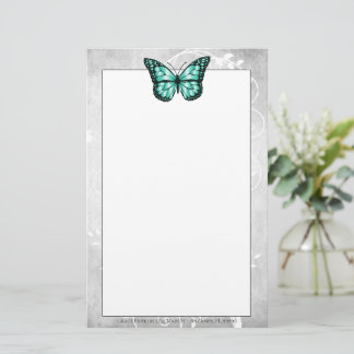 Brilliant Teal Butterfly Stationery