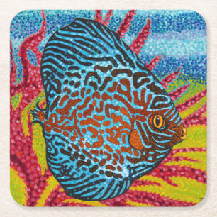 Brilliant Tropical Fish II Square Paper Coaster