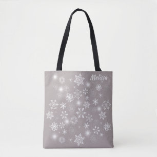 Brilliant White Winter Snowflakes Tote Bag