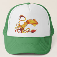 Brilliant Yellow Squid with Orange Tentacles