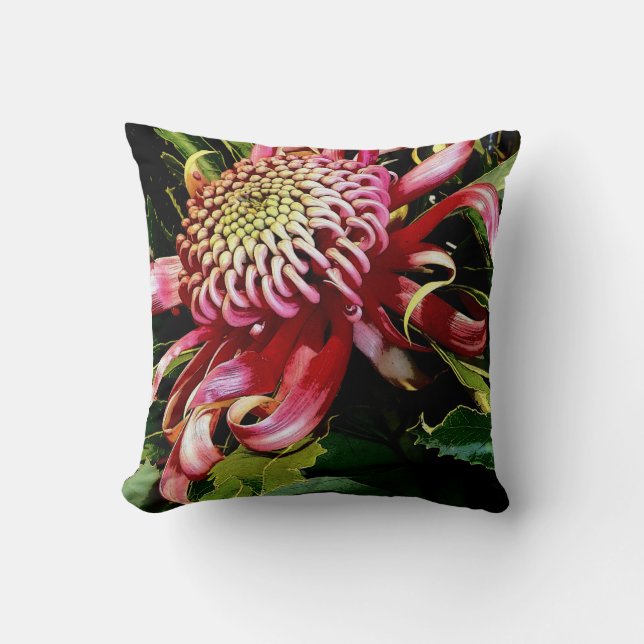 "Brilliantly Red" floral Cushion (Front)