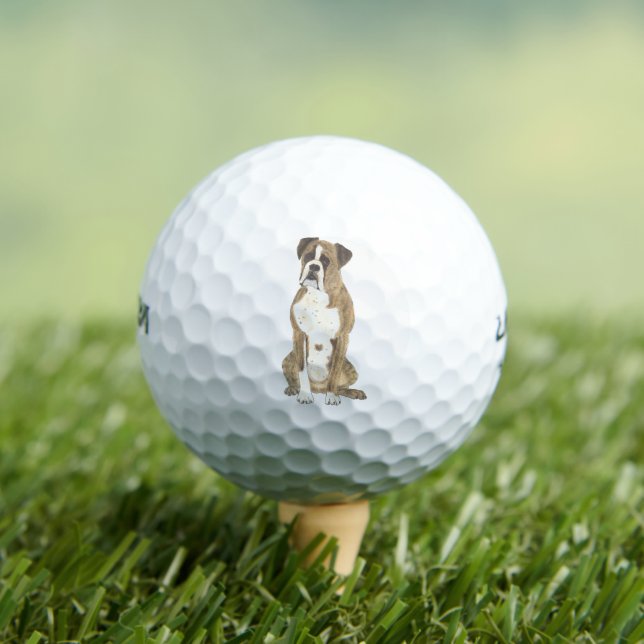 Brindle and White Boxer Dog Golf Balls (Insitu Tee)