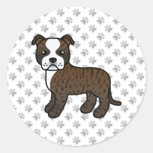 Brindle And White Staffordshire Bull Terrier Dog Classic Round Sticker