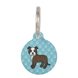 Brindle And White Staffordshire Bull Terrier Dog Pet Tag