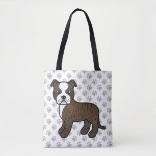 Brindle And White Staffordshire Bull Terrier Dog Tote Bag