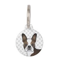 Brindle Boston Terrier Cartoon Dog Head & Paws