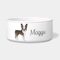 Brindle Boston Terrier Cute Cartoon Dog And Name