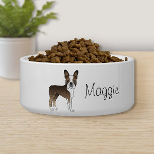 Brindle Boston Terrier Cute Cartoon Dog And Name