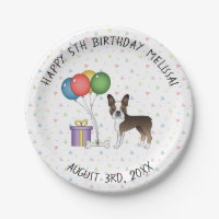 Brindle Boston Terrier Cute Cartoon Dog - Birthday