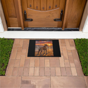 Brindle Boxer at Sunset Beach Boxer Dog Art Gift Doormat