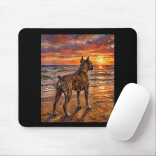 Brindle Boxer at Sunset Beach Boxer Dog Art Gift Mouse Pad