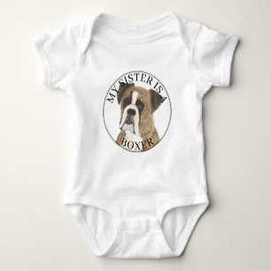 Brindle Boxer Dog Big Sister Baby Bodysuit