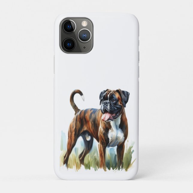 Brindle Boxer Dog featured in Watercolor Case-Mate iPhone Case (Back)