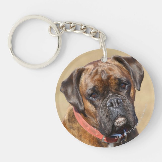 Brindle Boxer Dog Key Ring (Front)