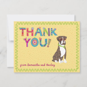Brindle Boxer Fun Colourful Floral Letters         Thank You Card