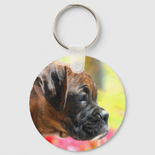Brindle Boxer puppy keychain