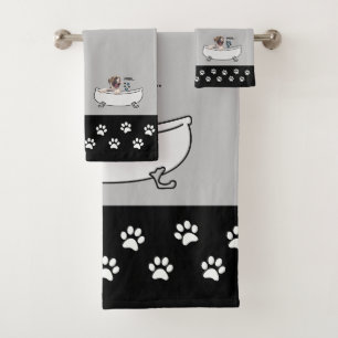 Brindle Boxer Puppy - Themed Bathroom Decor - Grey Bath Towel Set