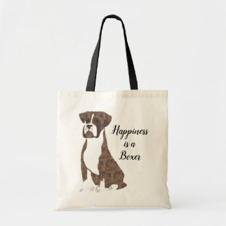 Brindle Boxer Shopping Tote with Custom Text Bag